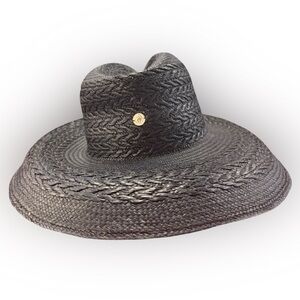 Freya Gazania Hat Woven Toquilla Straw Equador Woman’s BlackSun Hat S/M 55-57